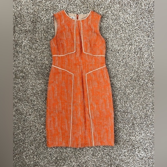 Anne Klein Textured Orange Career Sheath Dress - Picture 1 of 7